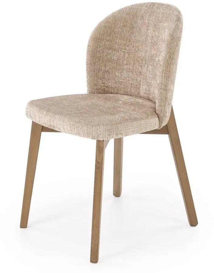 Krzesło tapicerowane BASSO beżowe/jasny orzech HALMAR