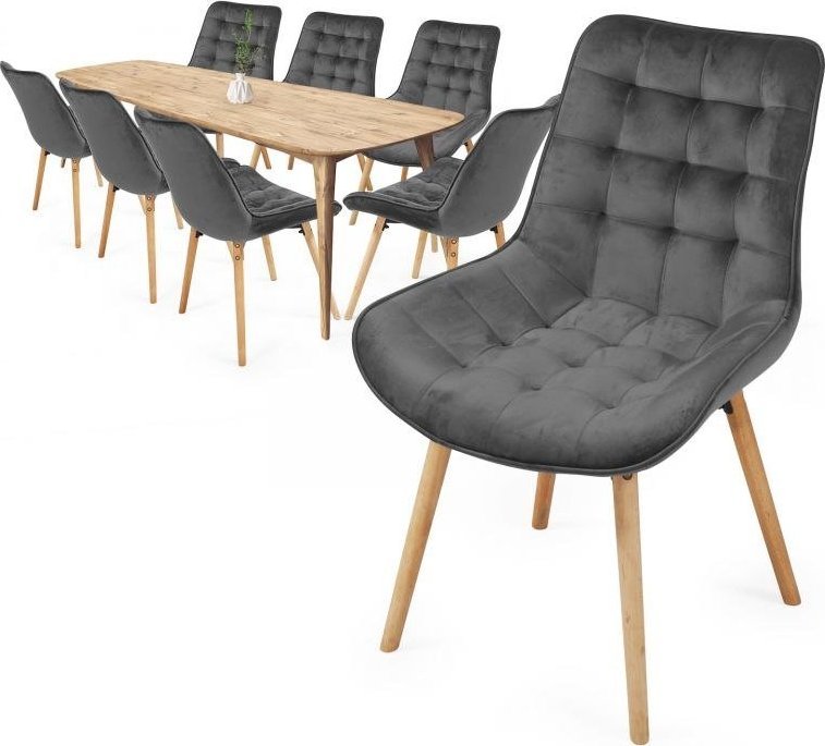 Miadomodo MIADOMODO Zestaw krzeseł do jadalni ciemnoszary 8 sztuk