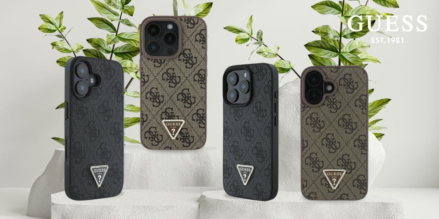 Guess GUHCP16SP4TDPW iPhone 16 6.1" brązowy/brown hardcase Leather 4G Triangle Strass MagSafe