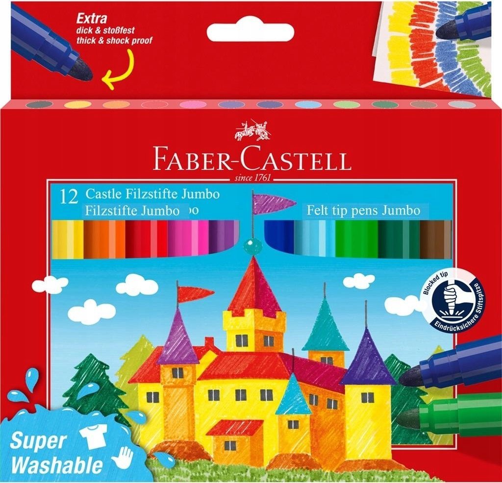Teka Flamastry Jumbo Zamek 12 kolorów FABER CASTELL