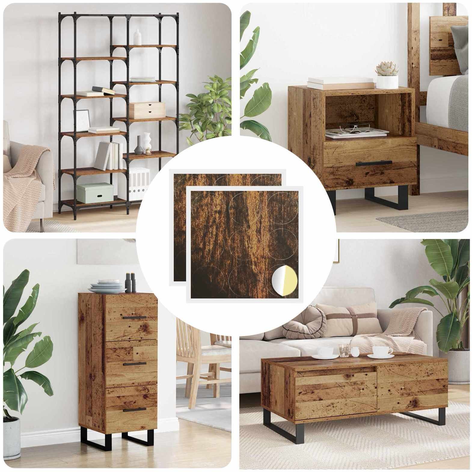 vidaXL Okładka Śrubowa Samoprzylepna 2 pcs Old wood 20 x 0,5 mm