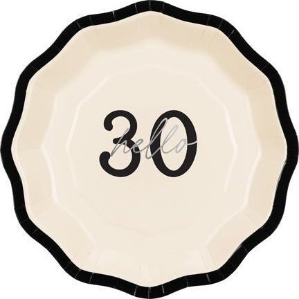 Talerzyki papierowe Hello 30 18cm 6szt