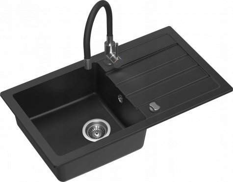 Zlewozmywak Kernau Zlewozmywak granitowy Kernau KGS Q 5077 1B1D Deep Black + KWT 40