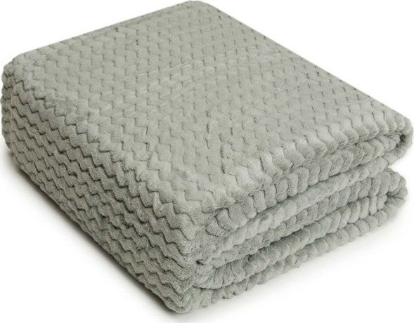 Łóżkoholicy Koc Mikrofibra Zygzak Wytłaczana Szary 160x200