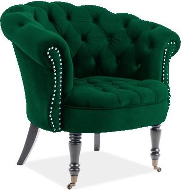 Signal Fotel PHILIPS VELVET zielony z ćwiekami w stylu glamour SIGNAL