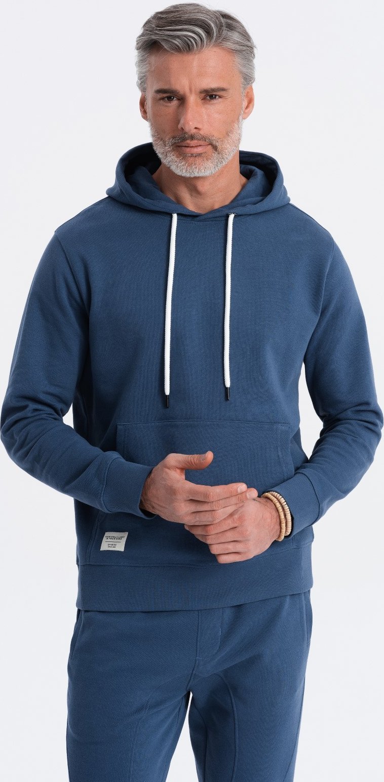 Ombre Dresowy komplet męski bluza kangurka + spodnie joggery ciemnoniebieski V4 Z81 XXL