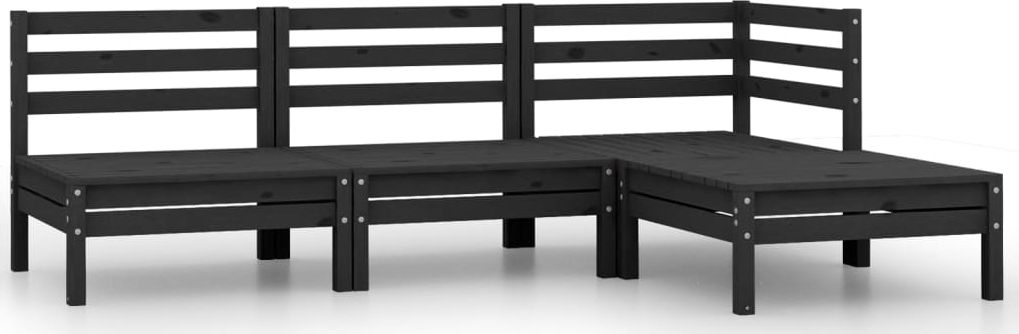 vidaXL 4-cz. zestaw wypoczynkowy do ogrodu, drewno sosnowe, czarny