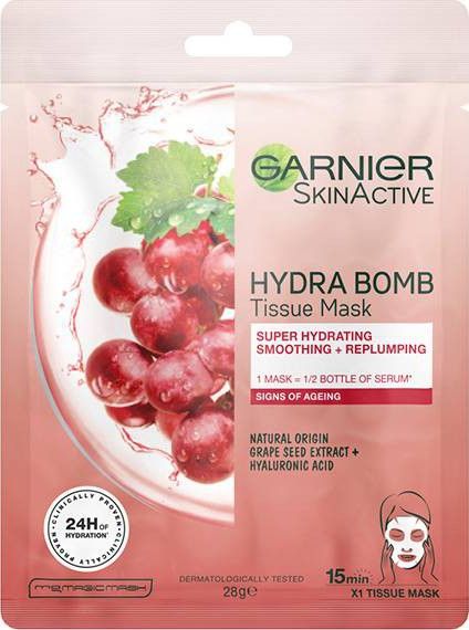 Garnier Garnier Skin Naturals Hydra Bomb Natural Origin Grape Seed Extract Maseczka do twarzy 1szt