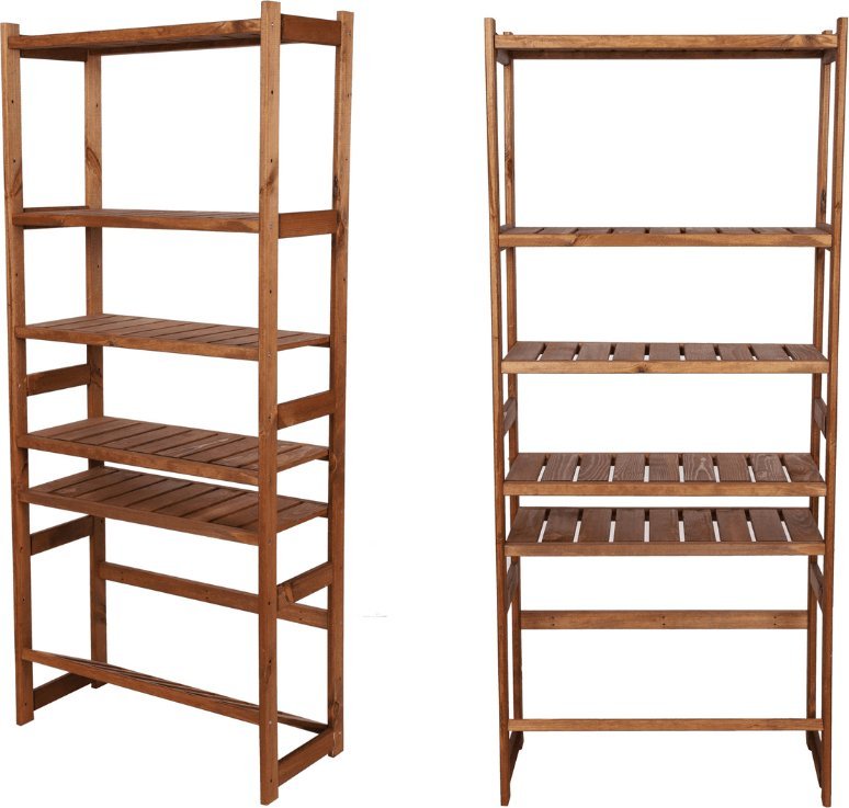 Wamar-Sosenka Regał drewniany do spiżarni LSR P500S1 Brązowy Półki proste 5 szt, Półki na skrzynki 1 szt Drewno sosnowe