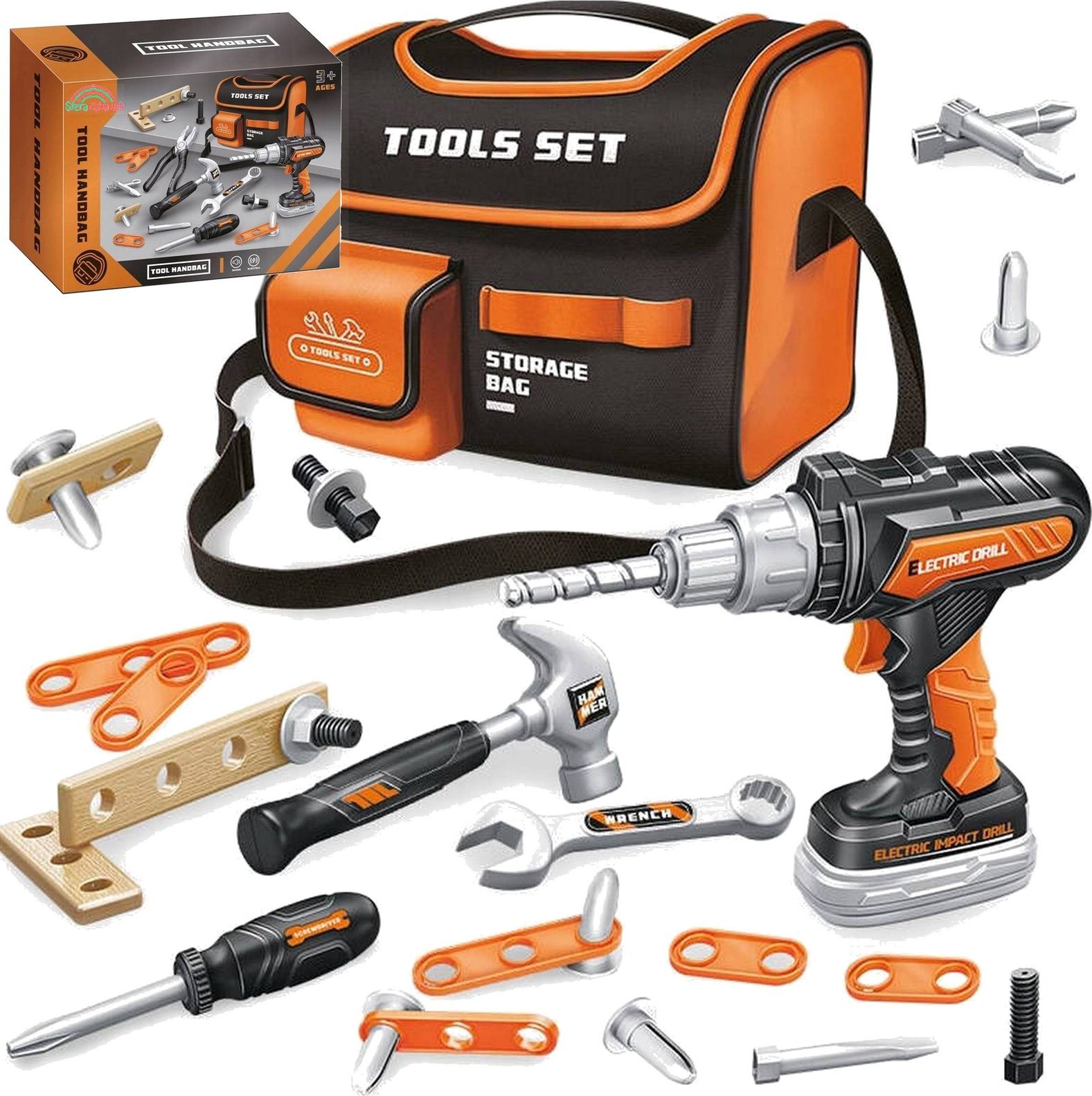 Zestaw majsterkowicza narzędzi warsztat dla dzieci z torba wiertarka na baterie