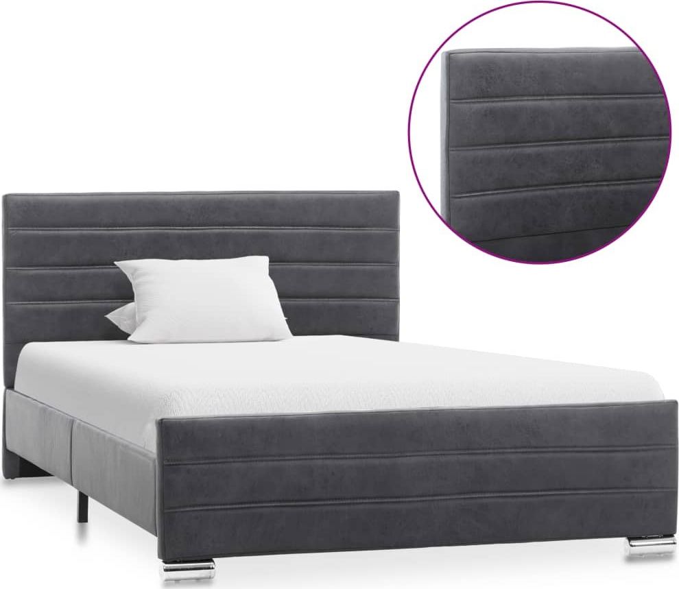 vidaXL VidaXL Rama łóżka, szara, sztuczna skóra zamszowa, 120 x 200 cm