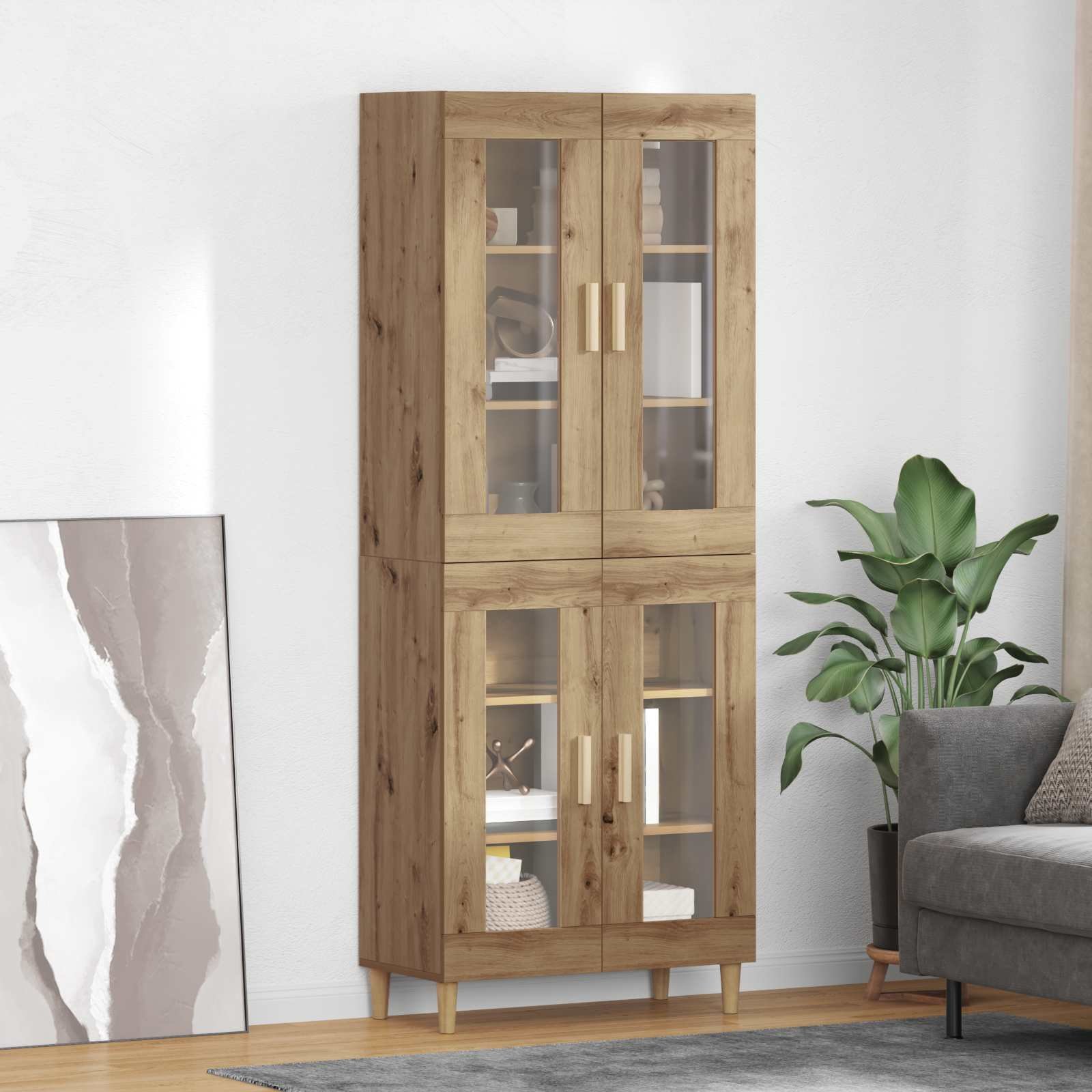 vidaXL Highboard Dąb rzemieślniczy 69,5 x 34 x 180 cm