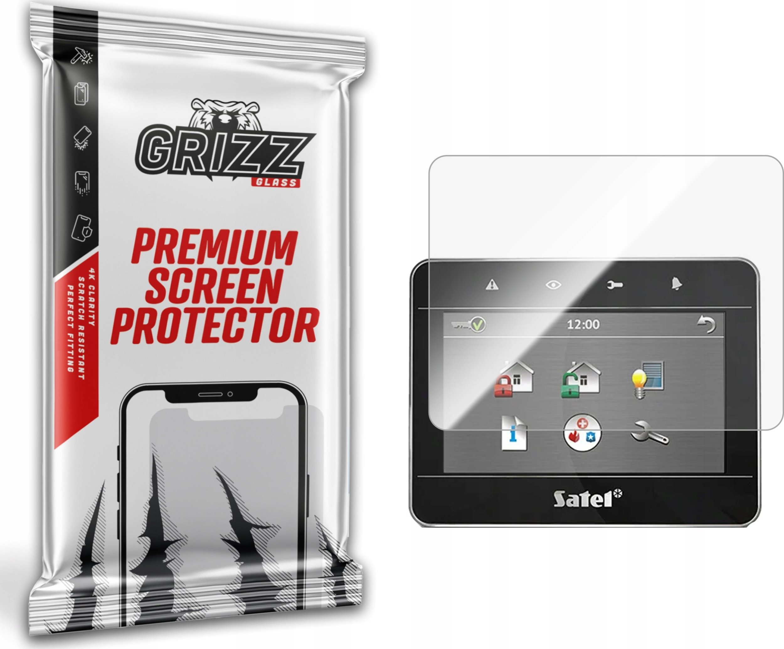 Etui do nawigacji GrizzGlass Folia ceramiczna GrizzGlass CeramicFilm do manipulatora alarmowego Satel INT-TSG-BSB 4,3"