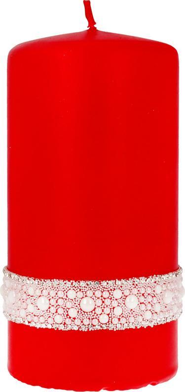 Artman ARTMAN Świeca ozdobna Crystal Pearl - walec średni czerwony 1szt