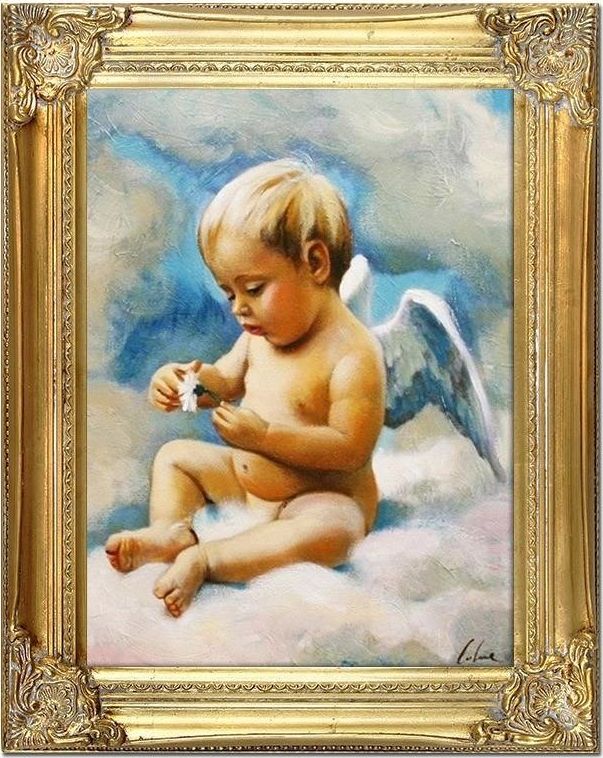 GO-BI Obraz Anioły ręcznie malowany 30x40cm uniwersalny