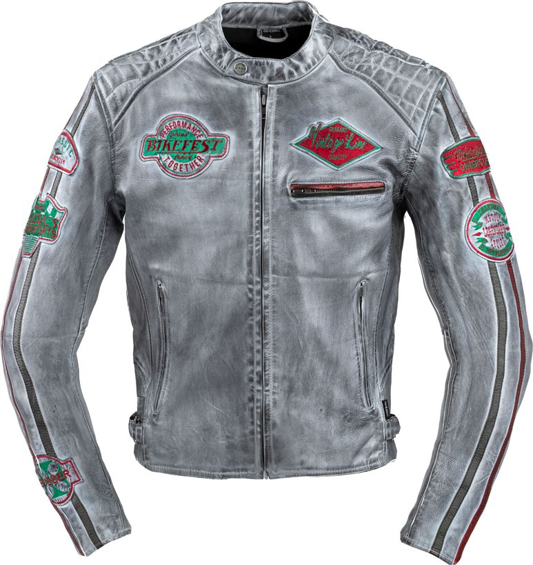 W-Tec Męska skórzana kurtka motocyklowa W-TEC Sheawen Waxed Grey - szara Kolor Szary, Rozmiar 6XL