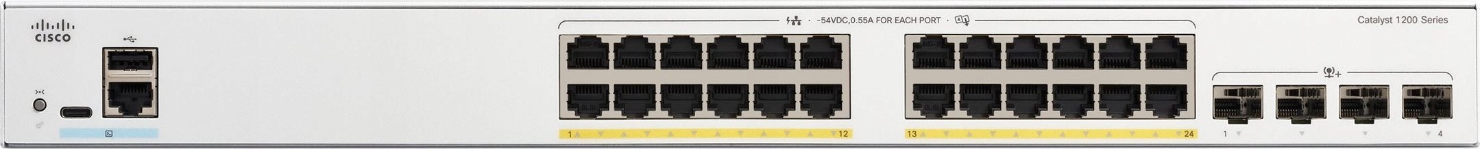 Switch Cisco Cisco C1200-24FP-4X łącza sieciowe Zarządzany L2/L3 Gigabit Ethernet (10/100/1000) Biały