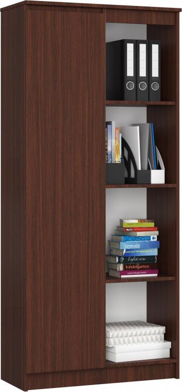 Fabryka Mebli Akord REGAŁ BIUROWY R 80 cm CLP 1 DRZWI 4 PÓŁKI WENGE