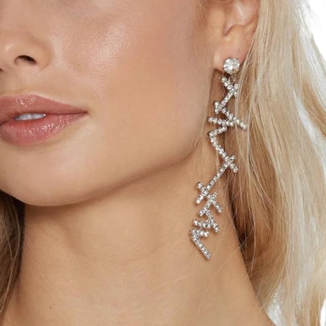 KOKONET DŁUGIE lekkie kolczyki z cyrkoniami połamane niezwykłe eleganckie blask