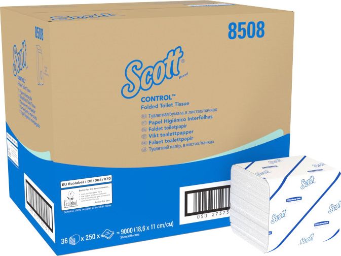 Kimberly-Clark Scott Control - Papier toaletowy w składce, makulatura, 2-warstwy - 9000 odcinków