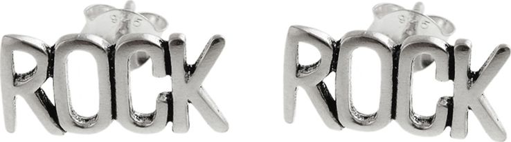 Lovrin Srebrne kolczyki 925 napis ROCK sztyft 1,5 g