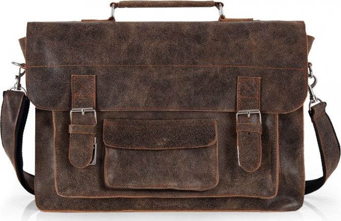 Solome BRĄZOWA SKÓRZANA TORBA LISTONOSZKA NA RAMIĘ SOLOME LAGO