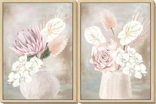 DKD Home Decor Obraz DKD Home Decor polistyrenu Płótno Wazon (2 pcs) (50 x 4 x 70 cm)