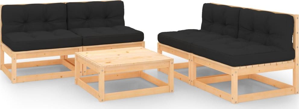 vidaXL 5-cz. zestaw wypoczynkowy do ogrodu, z poduszkami, lita sosna