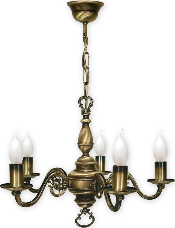 Lampa wisząca Lemir Świecznik żyrandol 5 pł. / patyna
