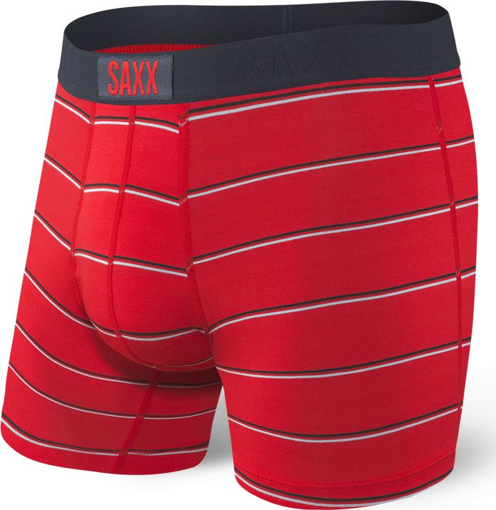 SAXX Bokserki męskie Vibe Boxer Brief Red Shallow Stripe r. S