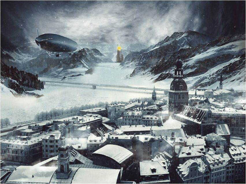 DecoNest Fototapeta - Zima w Rydze - 350X270