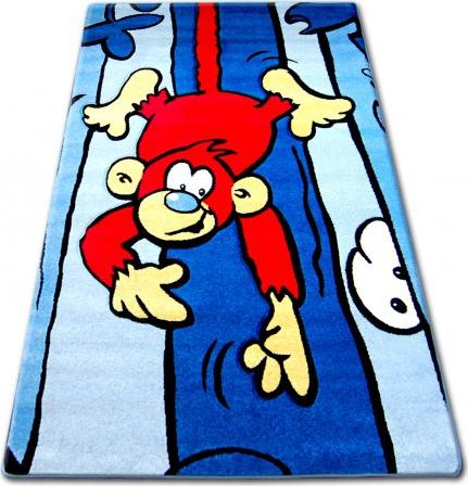 Dywany Łuszczów Dywan dziecięcy HAPPY C176 niebieski Małpa, 160x220 cm