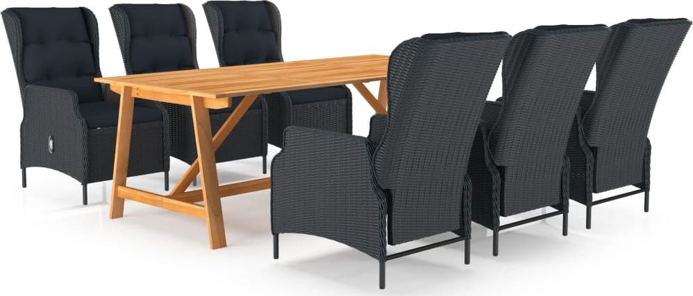vidaXL 7-częściowy zestaw mebli ogrodowych, ciemnoszary (3068841)