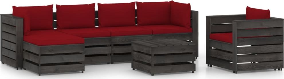 vidaXL 7-cz. zestaw wypoczynkowy do ogrodu, z poduszkami, drewniany