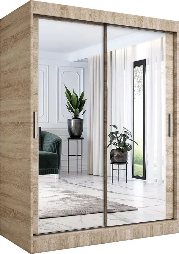 Elior Szafa przesuwna z lustrem dąb sonoma 150 cm - Edna 4X