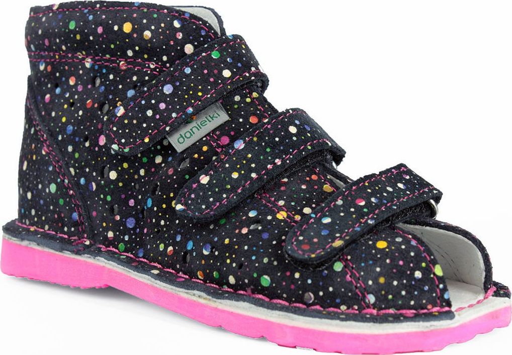 Danielki Obuwie dzięwczęce Danielki T125L profilaktyczne granatowy kropki róż 30