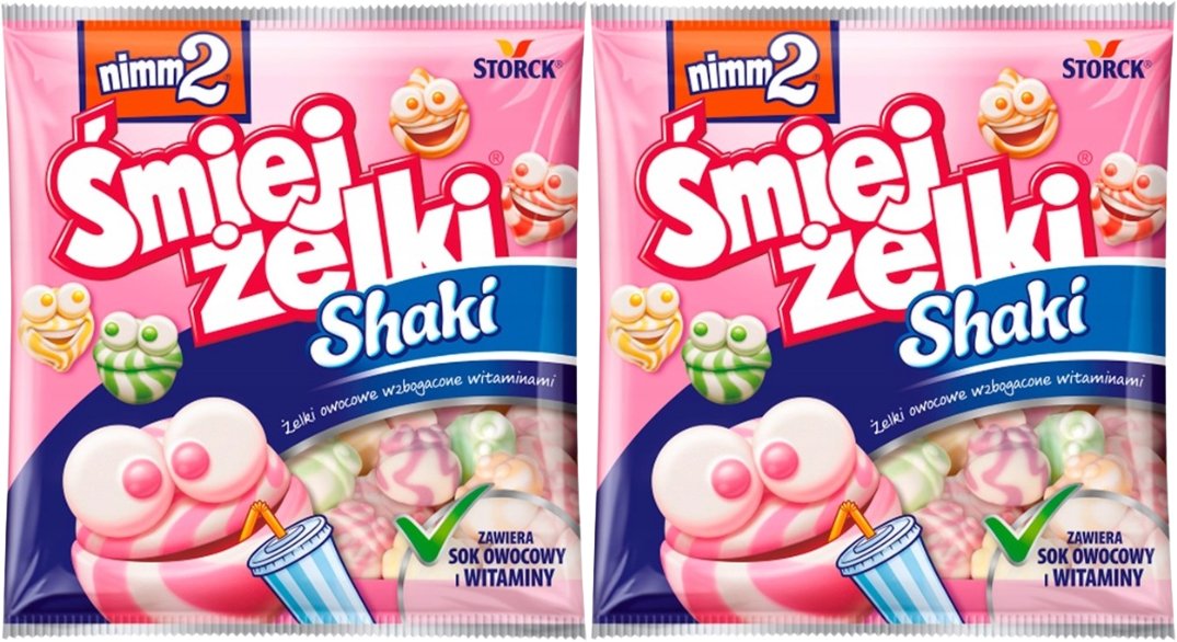nimm2 Śmiejżelki Shaki Żelki owocowe wzbogacone witaminami 90 g x 2 sztuk
