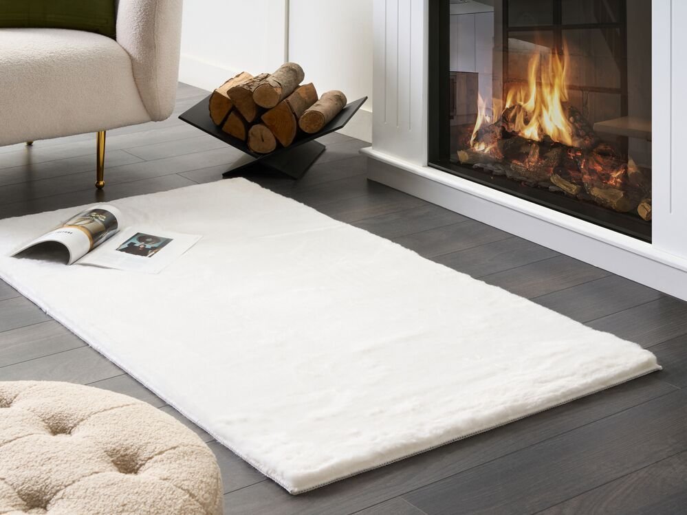 Beliani Dywan sztuczne futro królika 80 x 150 cm biały MIRPUR