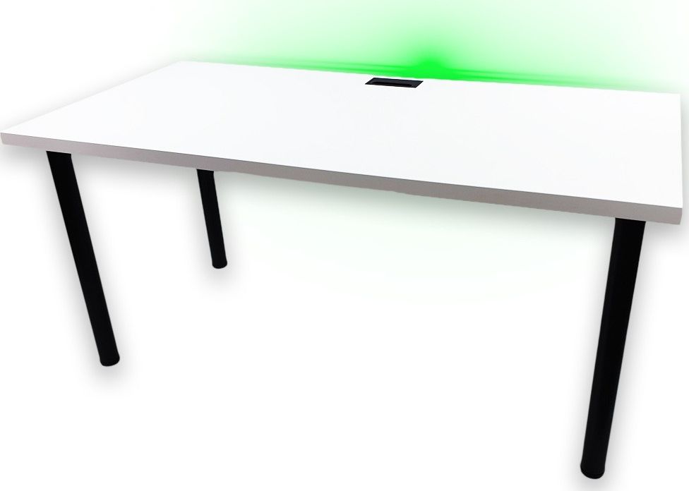 Biurko Daming Model 2 Białe 136 cmx66 cm x 2,8 cm z prostokątnym przepustem na kable