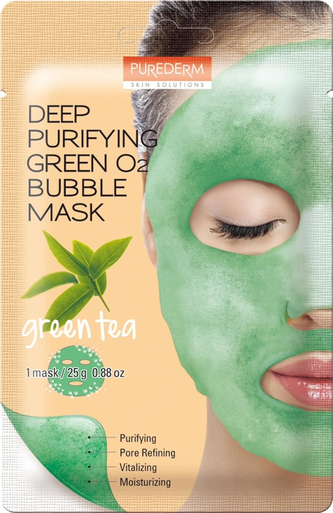 Purederm Maseczka do twarzy Deep Purifying Green O2 Bubble Zielona herbata oczyszczająca 25g