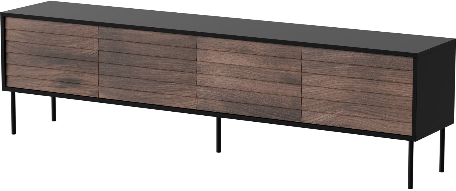 Szafka RTV 4D CORTINA 200x40x55 czarny/orzech