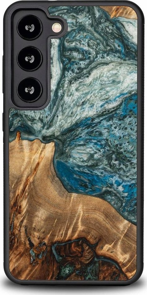 BeWood Etui z drewna i żywicy na Samsung Galaxy S23 Bewood Unique Planeta Ziemia - niebiesko-zielone