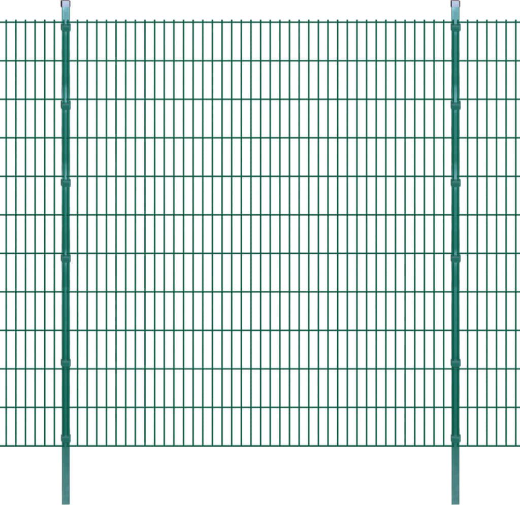vidaXL Panele ogrodzeniowe 2D z słupkami 2008x2230 mm 2 m Zielone