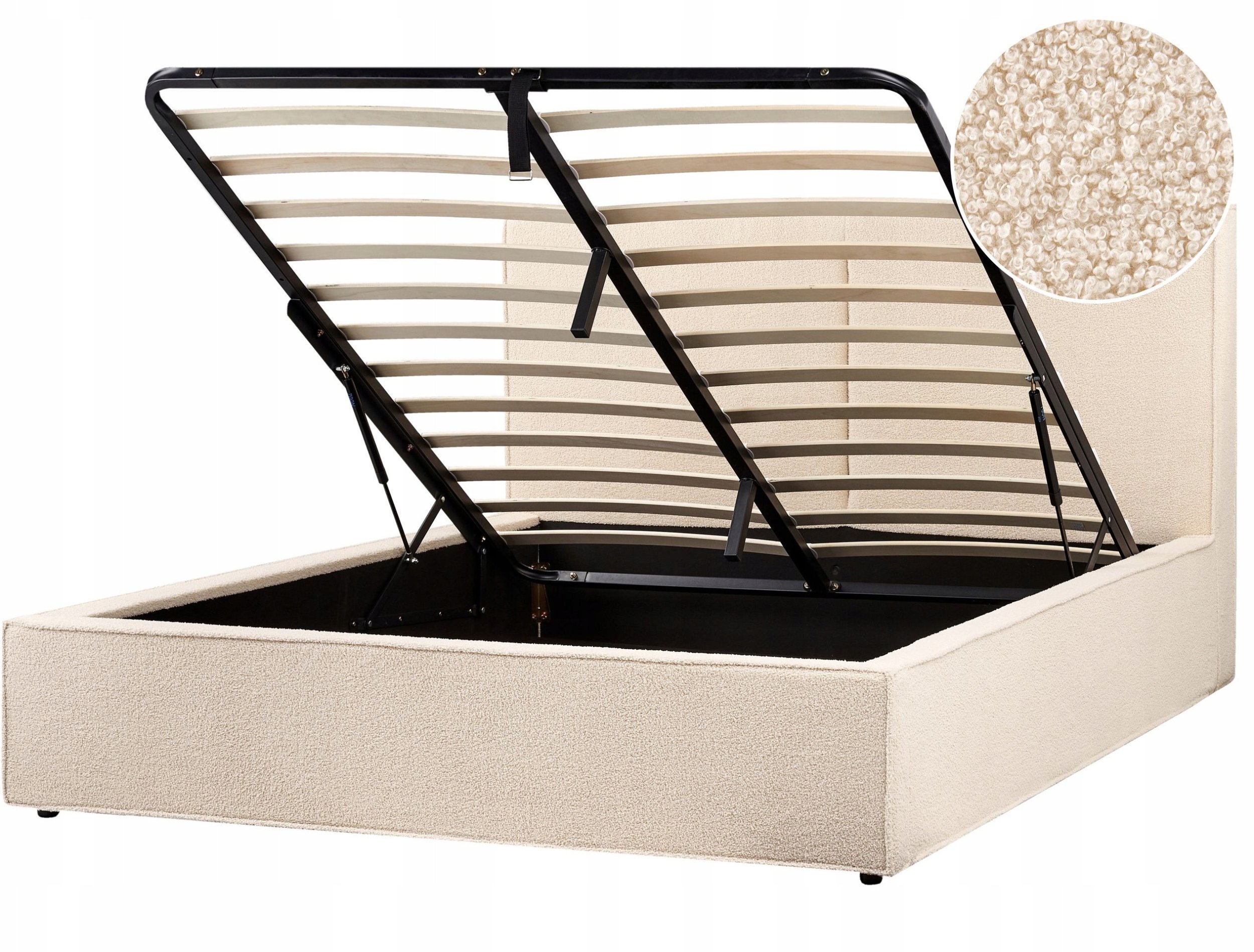 Łóżko z pojemnikiem Boucle MOISSAC 160 x 200 cm Beżowy