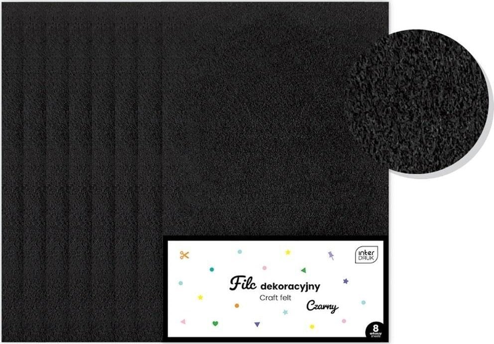 Filc dekoracyjny 8szt czarny