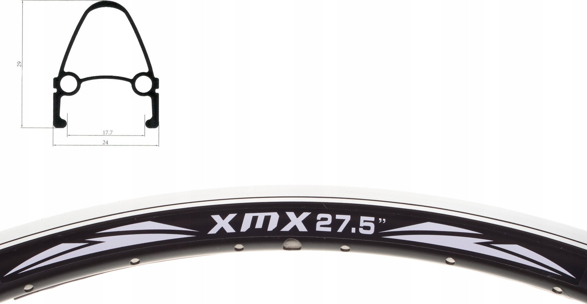 Stars Circle Obręcz XMX 27,5" stożek czarna 18x29mm 36-otworów Uniwersalny