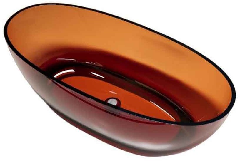 Wanna wolnostojąca transparentna 160 x 80 cm przezroczysta brązowa korek chrom