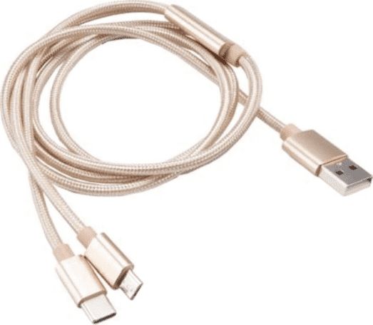 Kabel USB Akasa USB-A - microUSB + USB-C 1.2 m Złoty (AK-CBUB42-12GL)