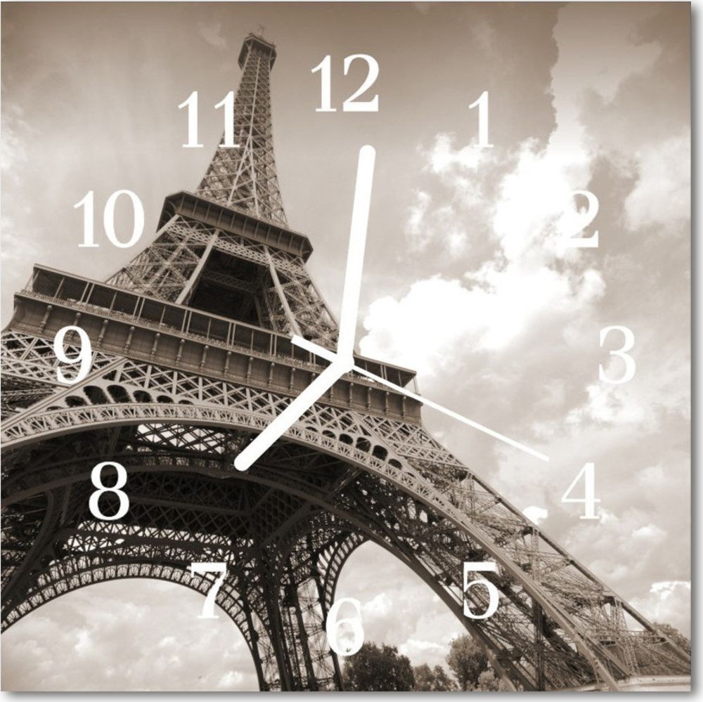 Tulup Zegar szklany kwadratowy Paryż 30x30 cm -58402325