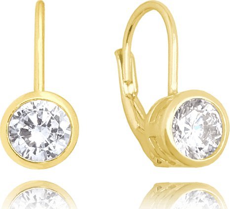 Minet MINET Pozłacane kolczyki srebrne z białymi cyrkoniami